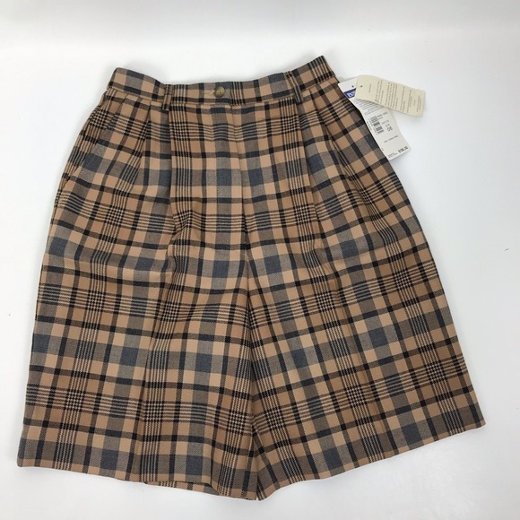Pendleton Pants - Pendleton Plaid Shorts Womens Size 6 Petite Pleated USA Vintage High Waist